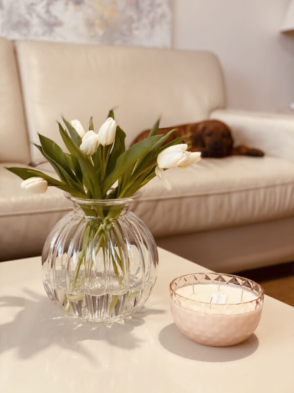 "CRYSTALKA" NATURAL CANDLE/BOWL IN ROSÉ CRYSTAL
