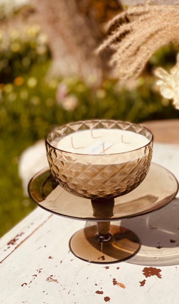 "CRYSTALKA" NATURAL CANDLE/BOWL IN SMOKY CRYSTAL - Image 10