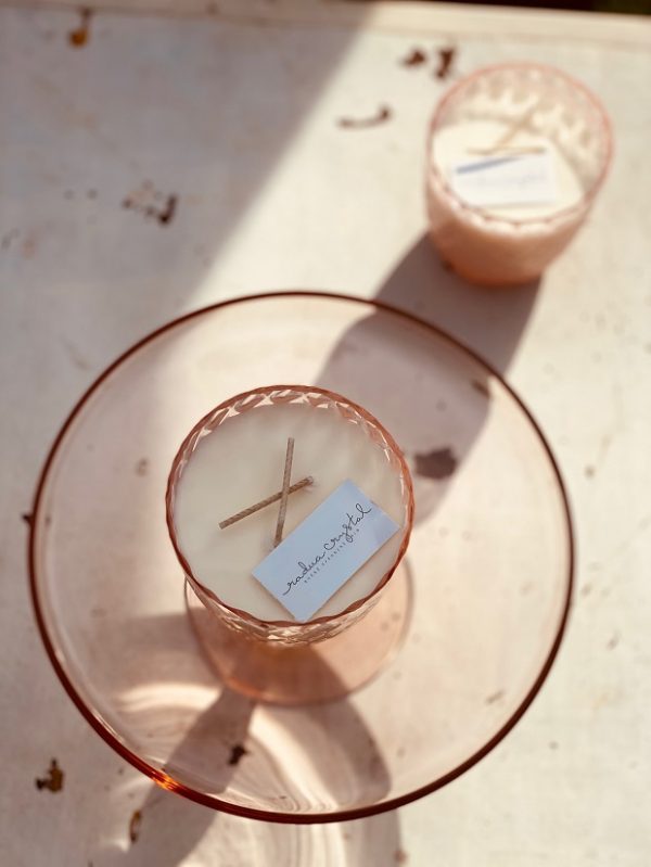 "CRYSTALKA" NATURAL CANDLE IN ROSÉ GLASS - Image 4