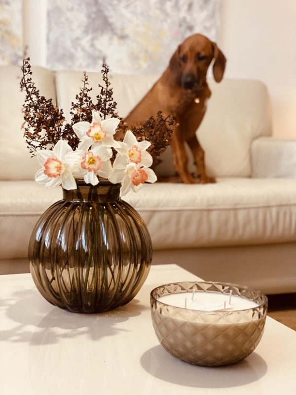 "CRYSTALKA" NATURAL CANDLE/BOWL IN SMOKY CRYSTAL - Image 3