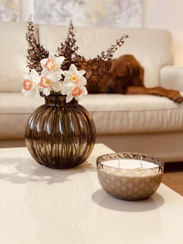 "CRYSTALKA" NATURAL CANDLE/BOWL IN SMOKY CRYSTAL - Image 7