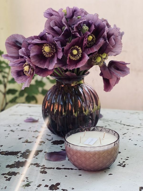 "CRYSTALKA" NATURAL CANDLE/BOWL IN LILAC CRYSTAL - Image 7