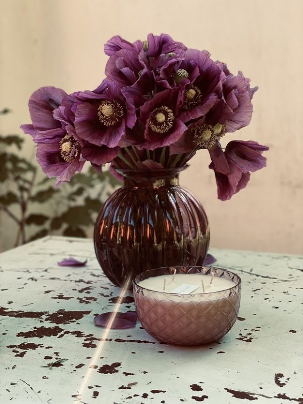 "CRYSTALKA" NATURAL CANDLE/BOWL IN LILAC CRYSTAL - Image 4