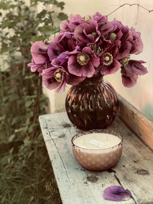 "CRYSTALKA" NATURAL CANDLE/BOWL IN LILAC CRYSTAL - Image 3