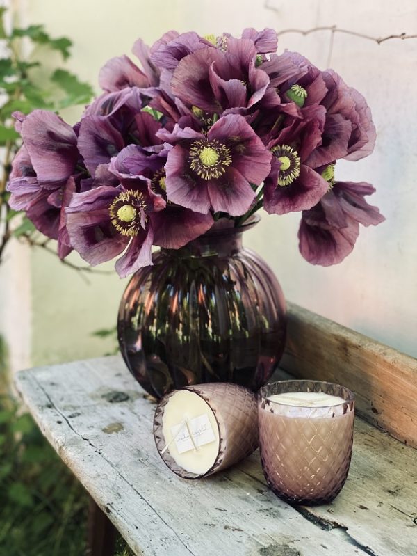 "CRYSTALKA" NATURAL CANDLE IN LILAC GLASS - Image 4